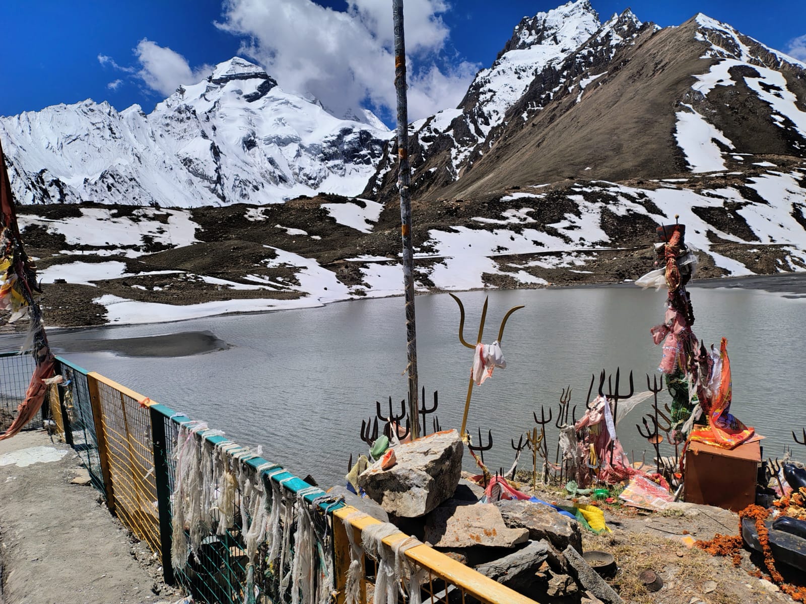 Mountain lake surrounded by alpine terrain